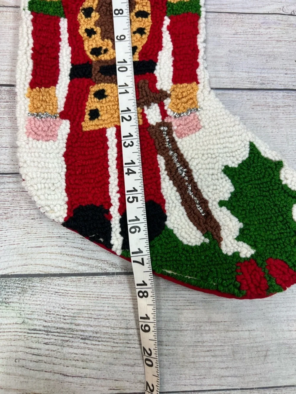 Pier 1 Imports Nutcracker Christmas Stocking Hooked Rug Yarn 3D Hat Holiday